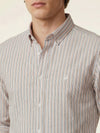 Men's Long Sleeve Striped Shirt - Beige