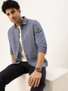 Men's Long Sleeve Windowpane Shirt - Navy