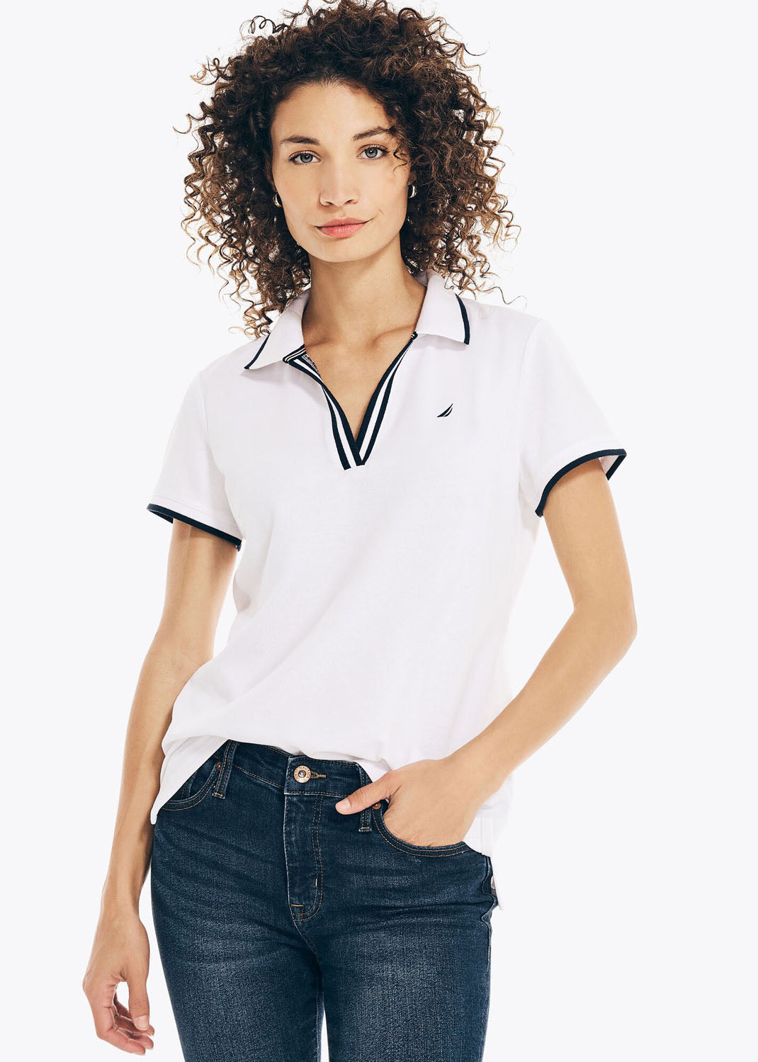 SUSTAINABLY CRAFTED OCEAN SPLIT-NECK POLO