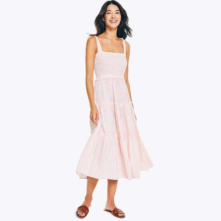 STRIPED SMOCKED DRESS