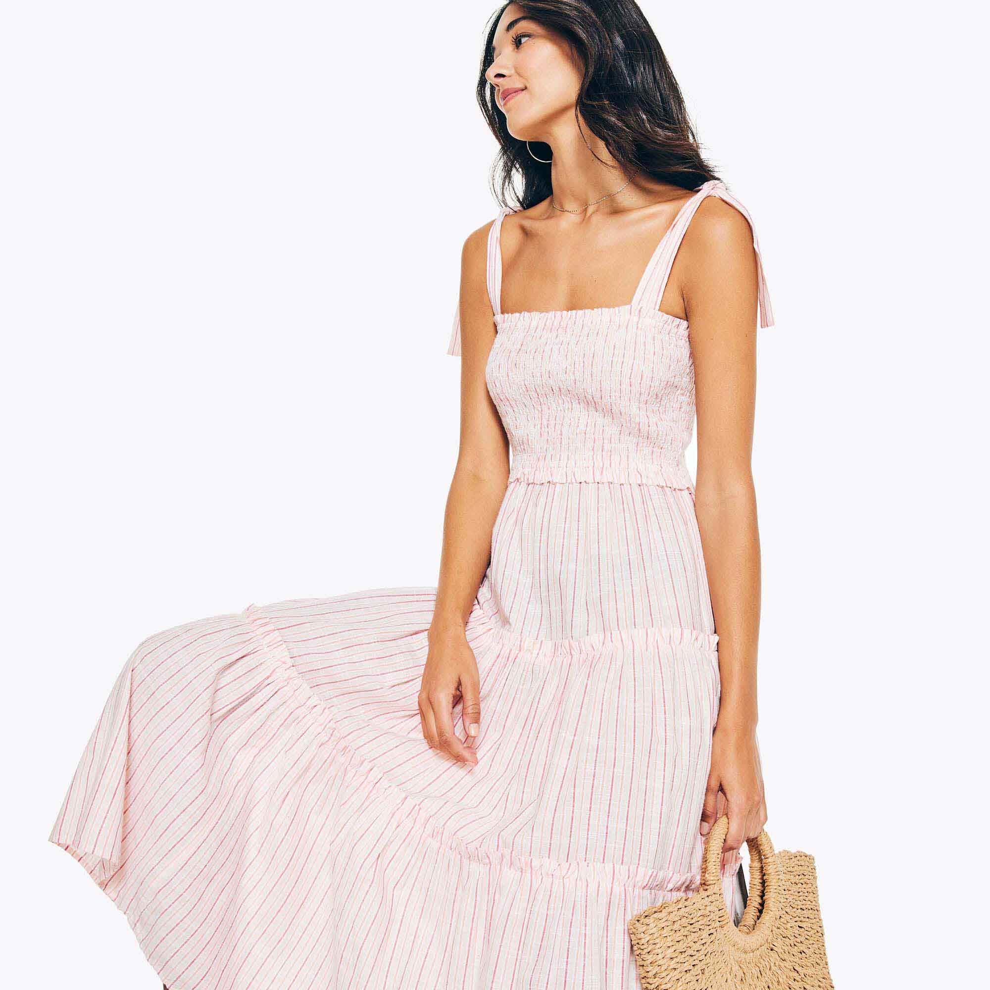 STRIPED SMOCKED DRESS